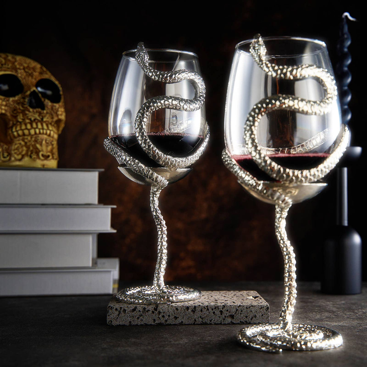 Stemmed Snake Halloween Fall Wine Glass | Set of 2 | 19oz