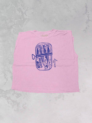 Salty Sardines Vintage Cropped Muscle Tank