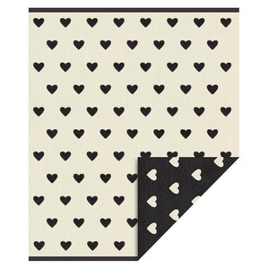 Cozy Blanket - Black + Ivory Heart