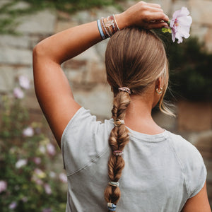 K'lani "Bloom" Maroon and Pink with Pressed Flowers Hair Tie Bracelets