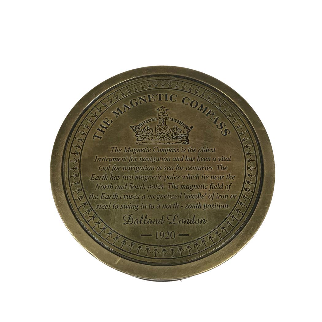 2-3/4&quot; Brass Compass in Leather - Wrapped Cylinder Case