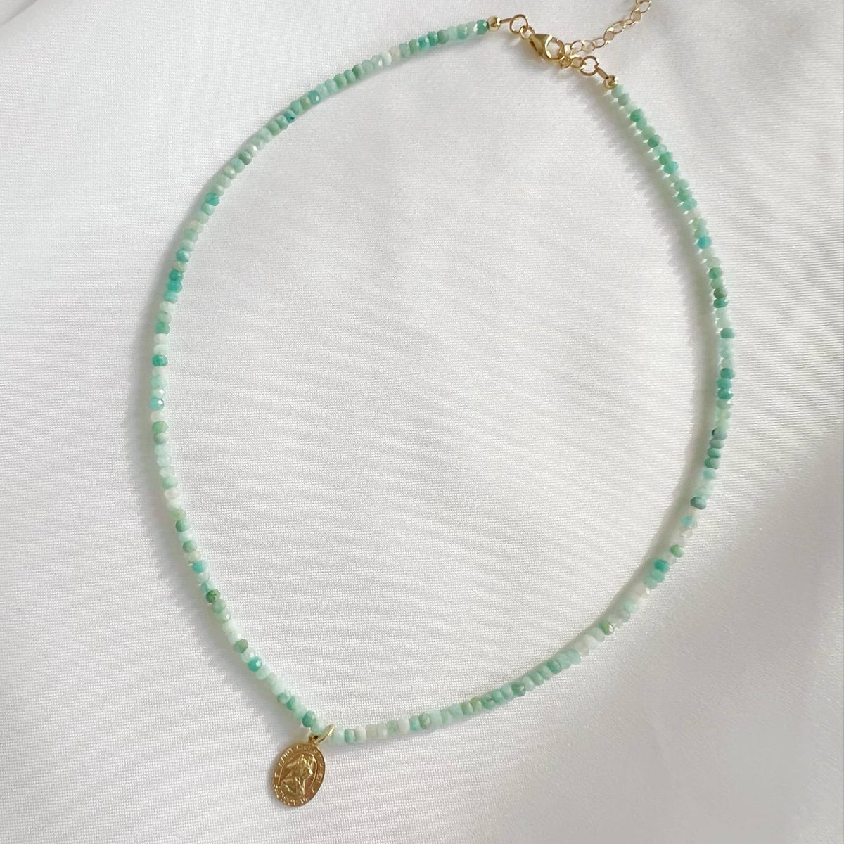 Roam Saint Christopher Beaded Choker Necklace Gold Filled