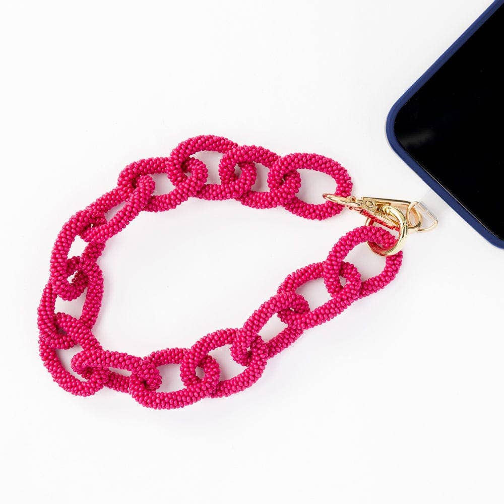 Celine Beaded Chain Link Bag &amp; Phone Accessory Hot Pink