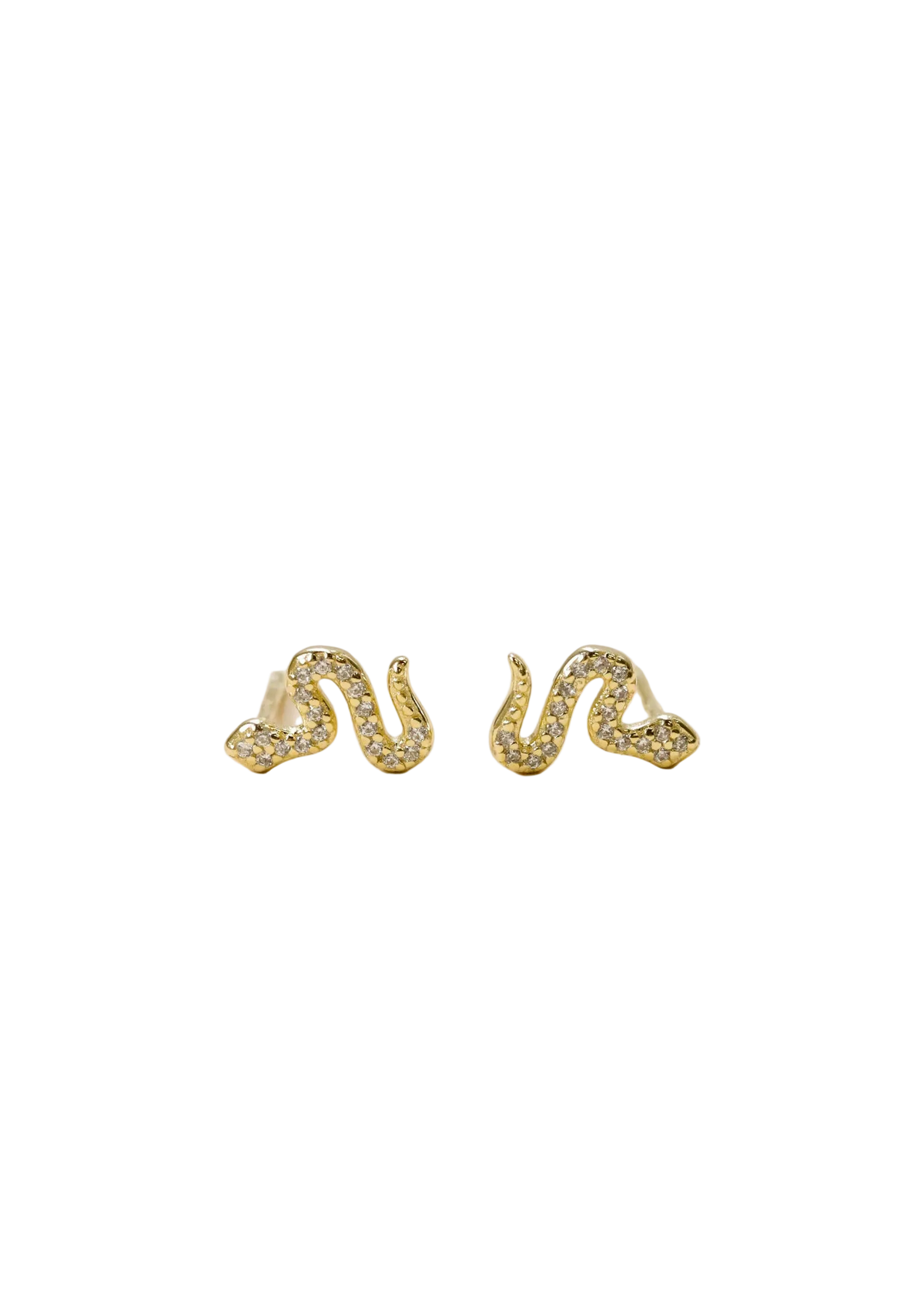 Pave Stud - Snake - Gold Earrings