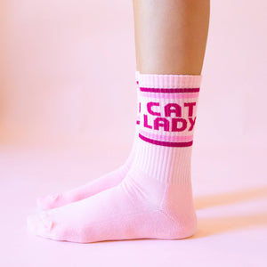 Cat Lady Striped Ribbed Crew Socksg