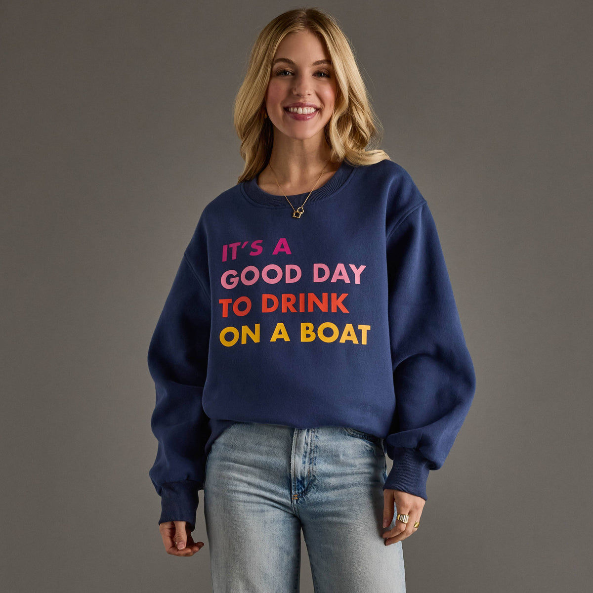 Dark Blue Drink On A Boat Sweatshirt