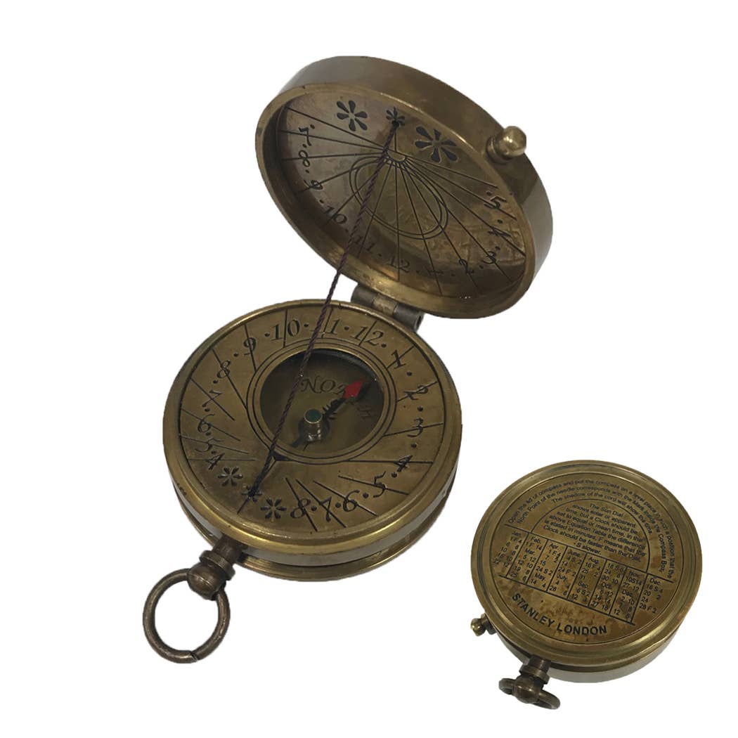 1-3/4&quot; Antiqued Solid Brass Sundial Compass