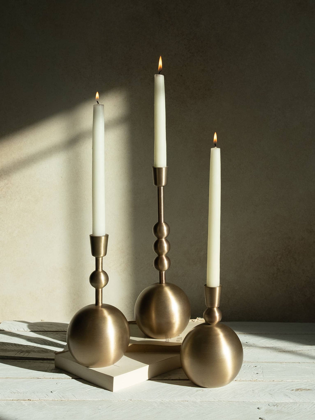 Medium Stacked Orb Taper Candle Holder