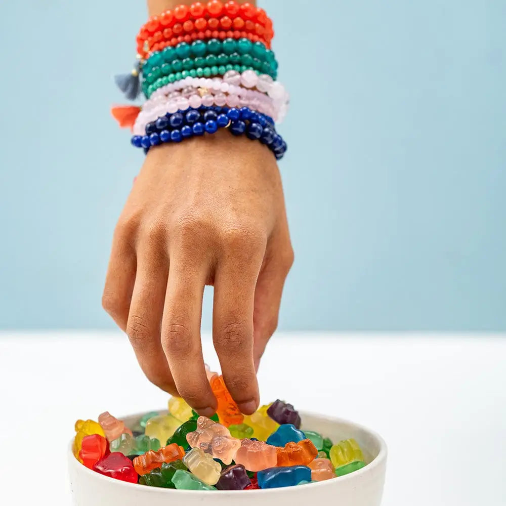 Addison Set of 3 Stretch Bracelets Glass and Crystal with Bag