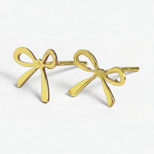 Alice Brass Mini Ribbon Bow Post Earrings