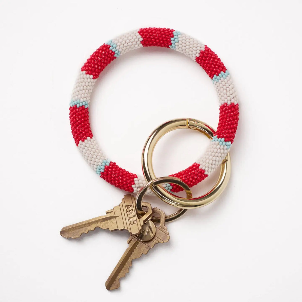 Chloe Stripe Beaded Key Ring Bracelet