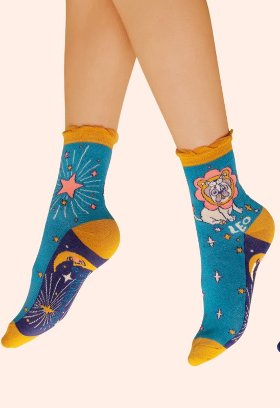 Leo Ladies Ankle Socks Zodiac