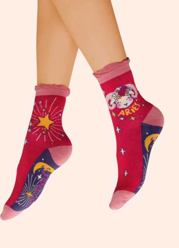 Aries Ladies Ankle Socks Zodiac