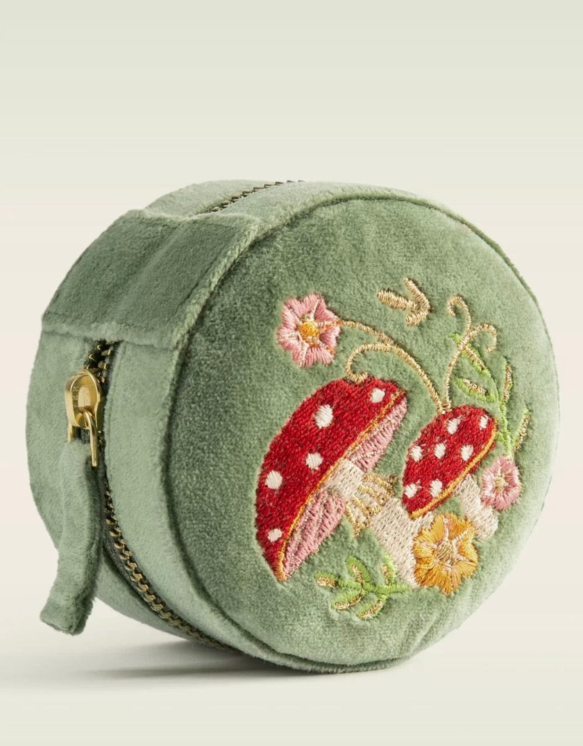 Toadstools Round Jewelry Travel Case