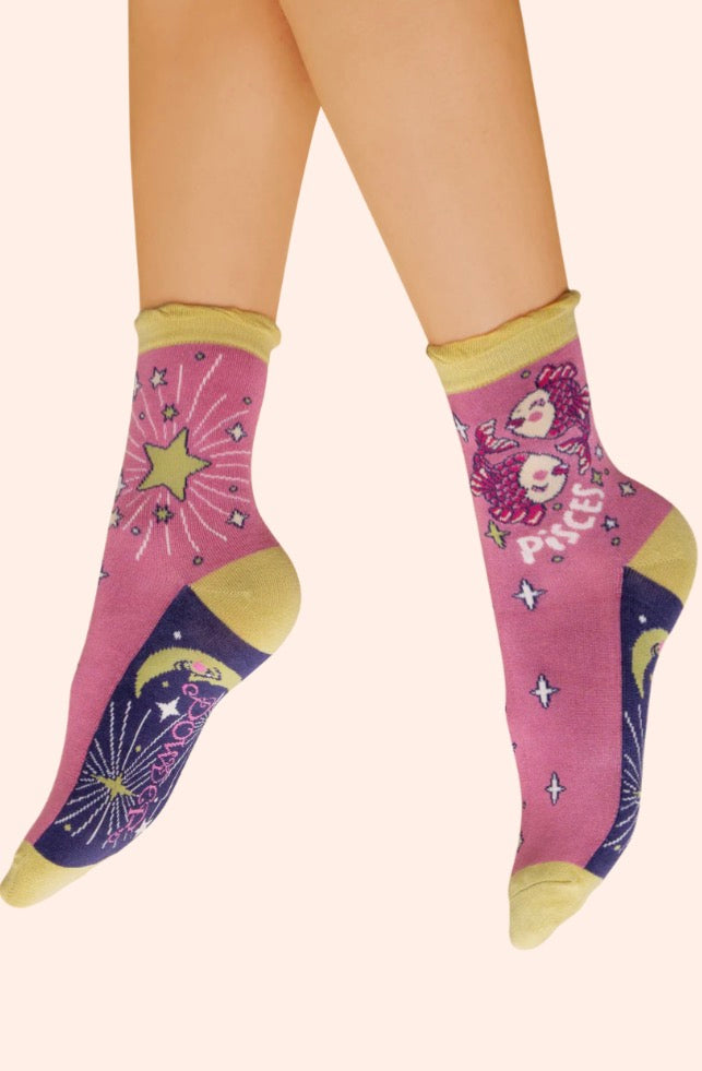 Pisces Ladies Ankle Socks Zodiac