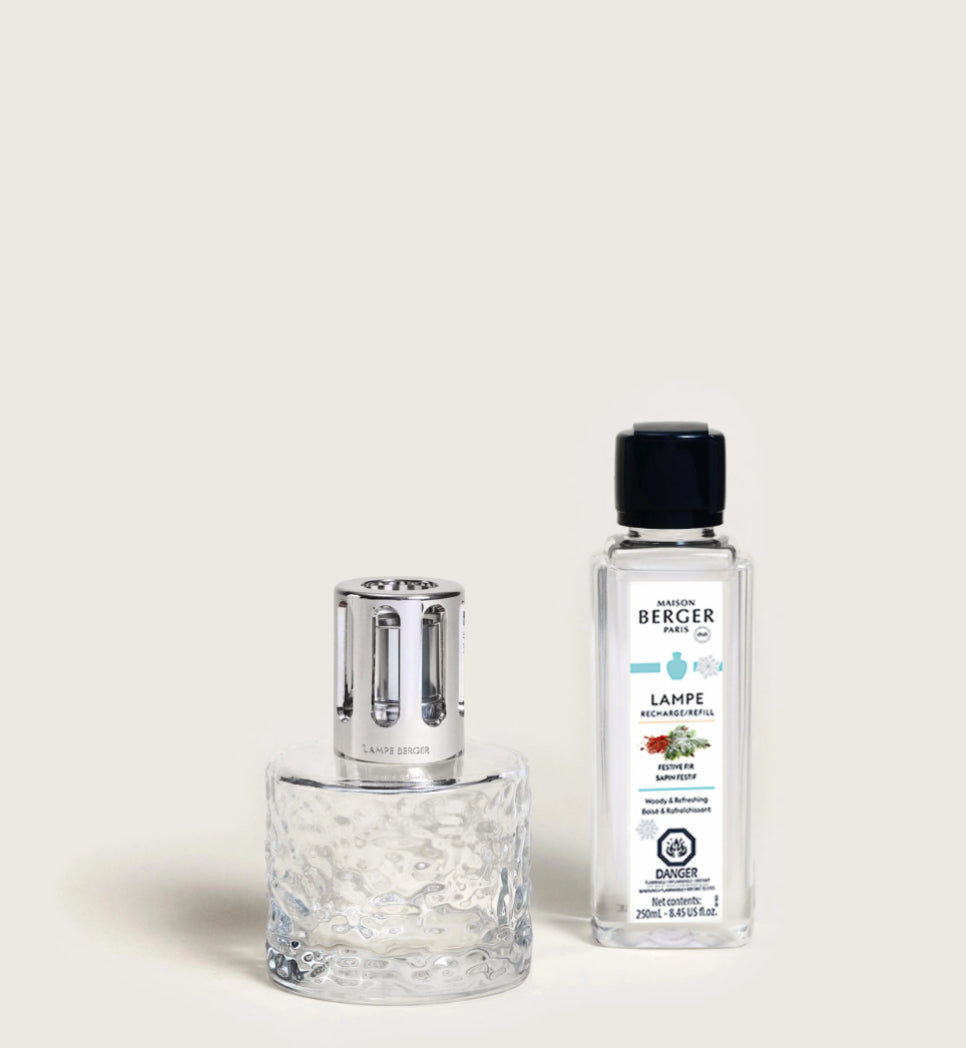 Mirage Clear Fragrance Lamp Gift Set with Festive Fir