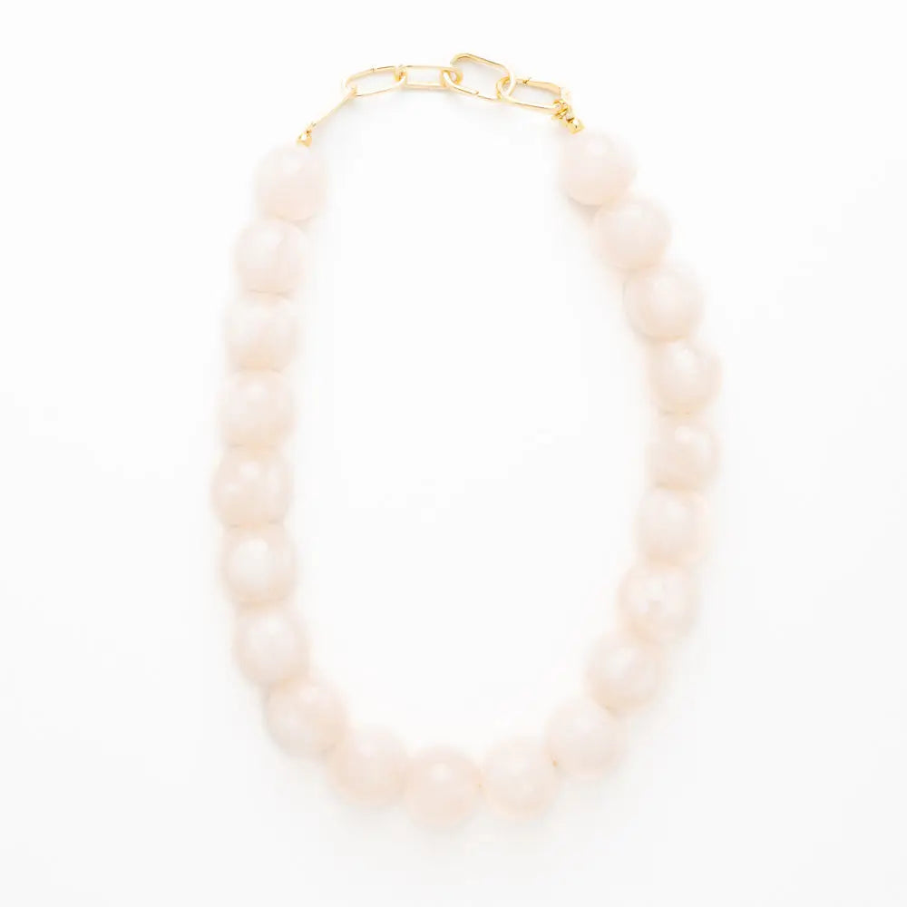 Iris Large Resin Bead Necklace Milky White