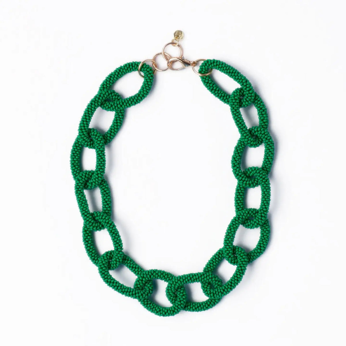 Jenna Chain Link Beaded Necklace Kelly Green