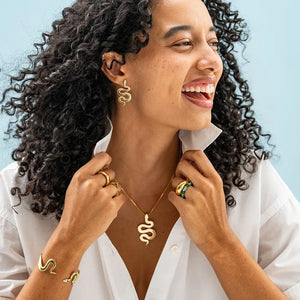 Kara Snake Cuff Bracelet Brass