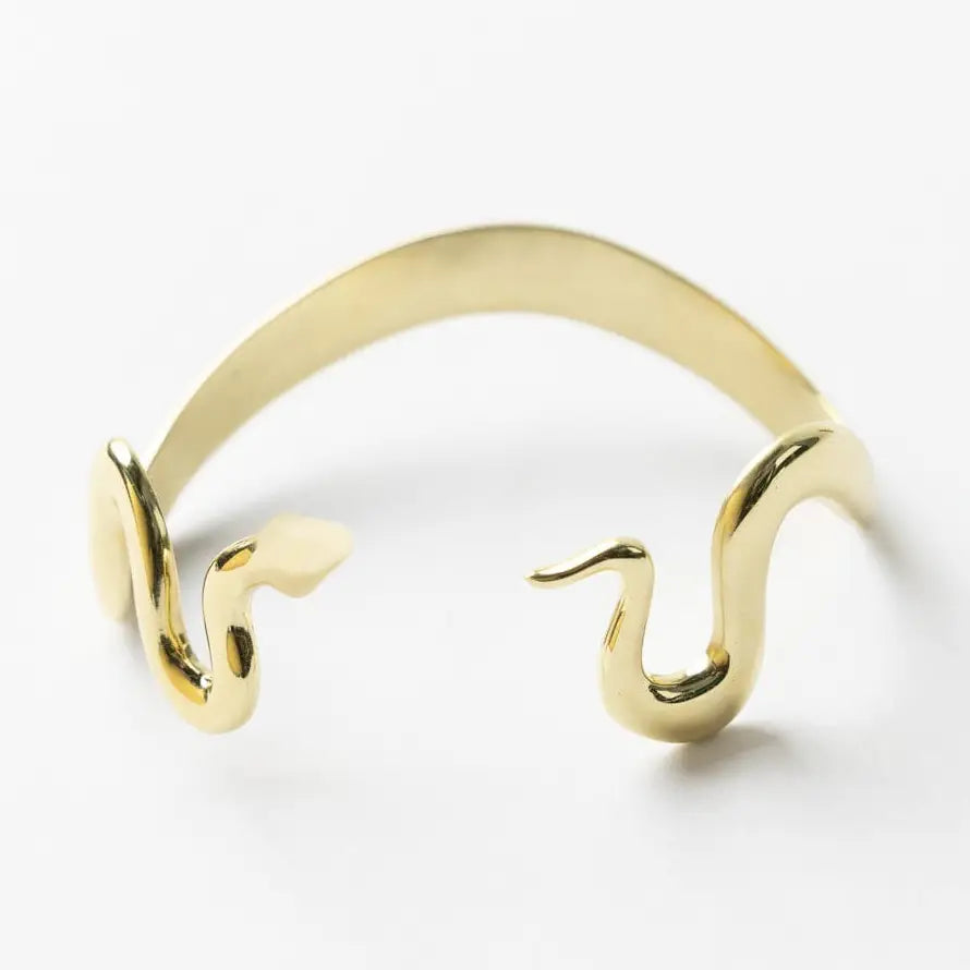 Kara Snake Cuff Bracelet Brass