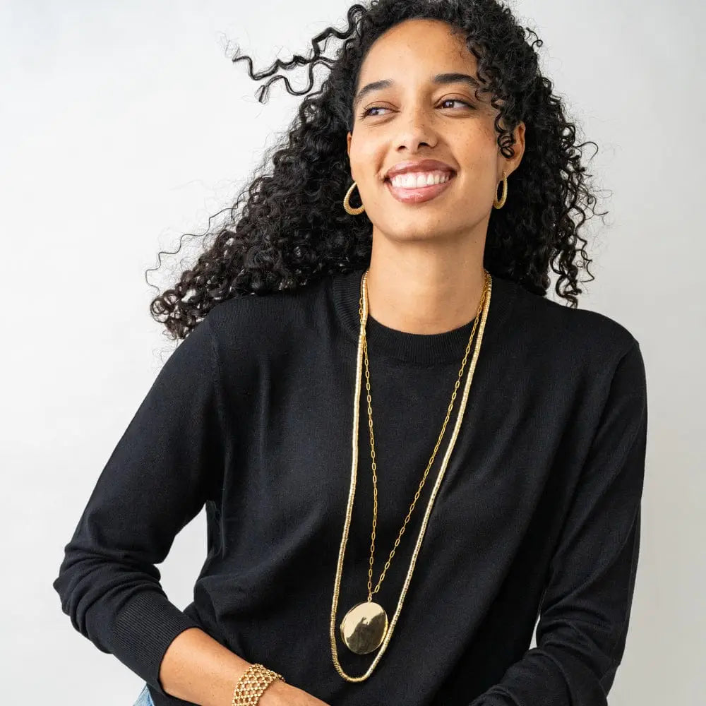 Lucille Long Necklace Brass