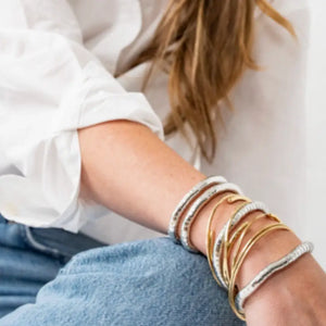 Lucille Square Bead Stretch Bracelet Silver