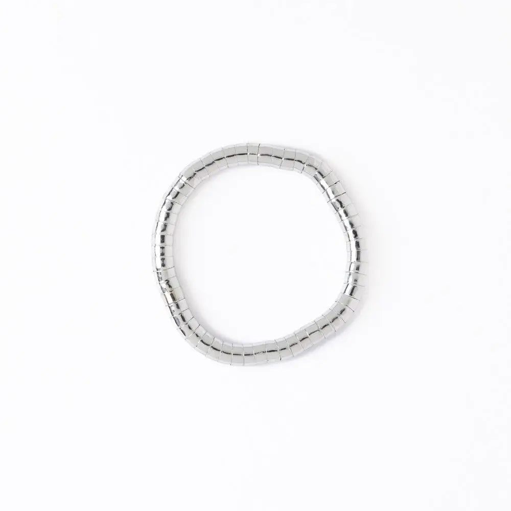 Lucille Round Bead Stretch Bracelet Silver