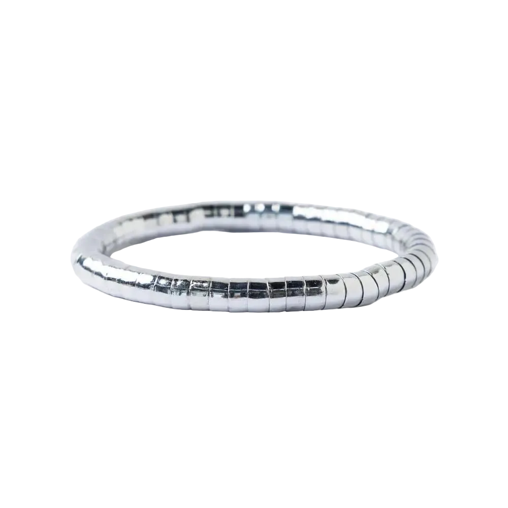 Lucille Round Bead Stretch Bracelet Silver