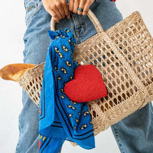 Mary Puffy Heart Seed Bead Coin Purse Red