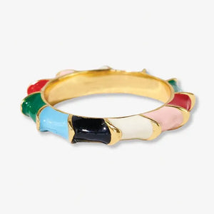 Paisley Twisted Coloblock Enamel Ring Multi-Color - Size 7