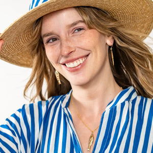 Sally Fish Dimensional Dangle Earrings Brass