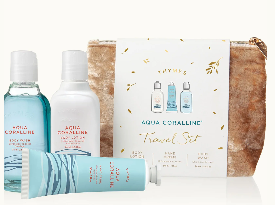 Travel Set with Beauty Bag: Aqua Coralline