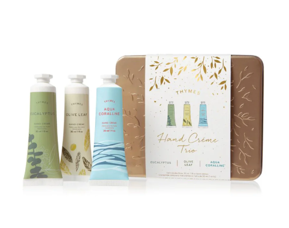 Hand Creme Trio: Eucalyptus, Olive Leaf, Aqua Coralline