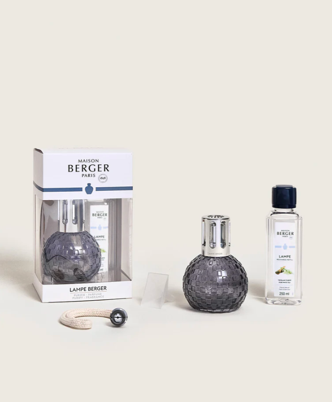 Disco Grey Fragrance Lamp Gift Set with Pure White Tea