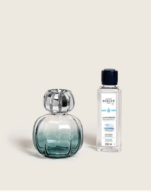 Corali Peacock Green Fragrance Lamp Gift Set with Ocean Breeze