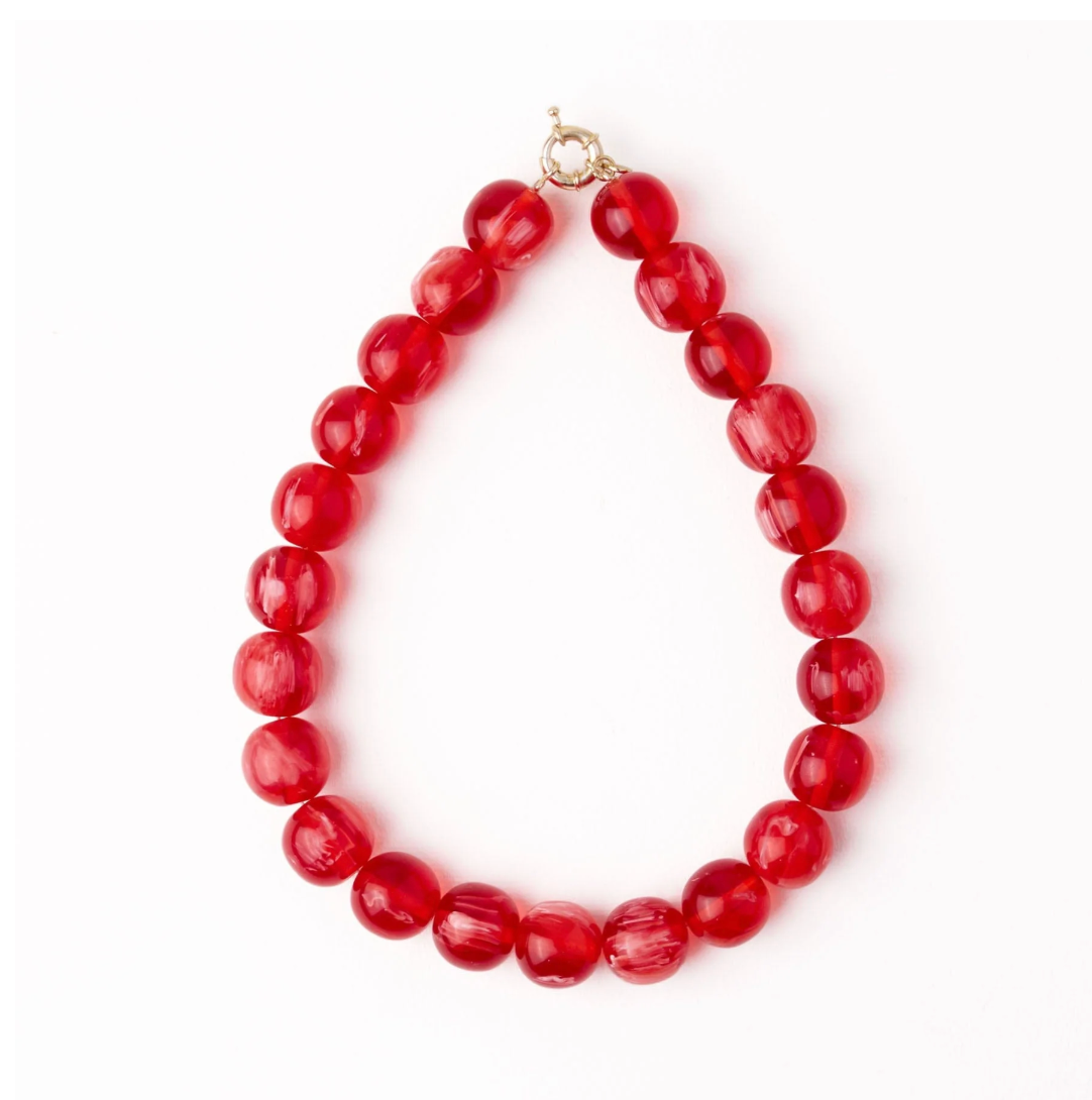 Iris Large Resin Bead Necklace Red