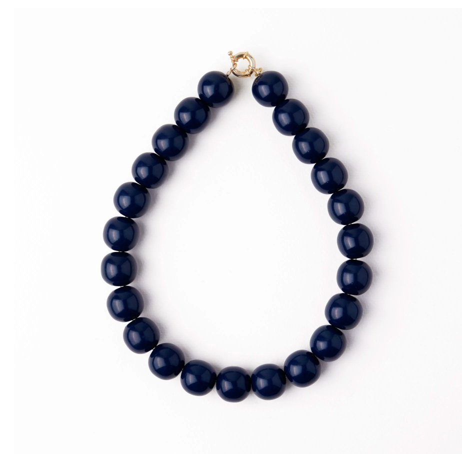 Iris Large Resin Bead Necklace Navy