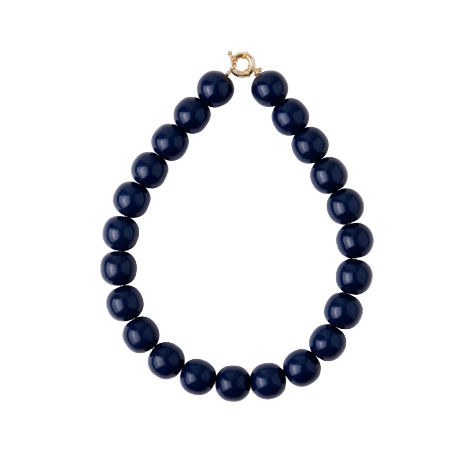 Iris Large Resin Bead Necklace Navy