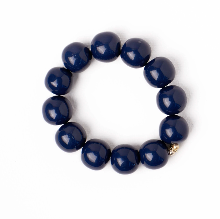 Cece Large Resin Bead Bracelet Navy
