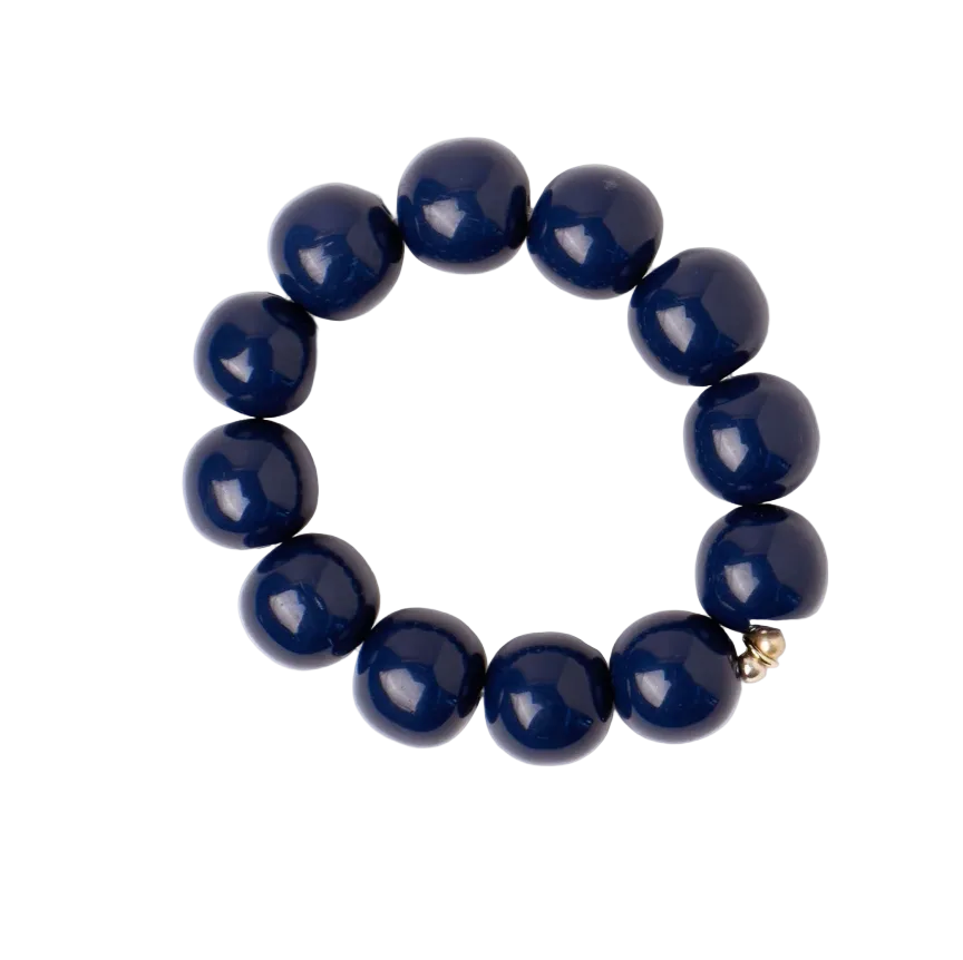 Cece Large Resin Bead Bracelet Navy