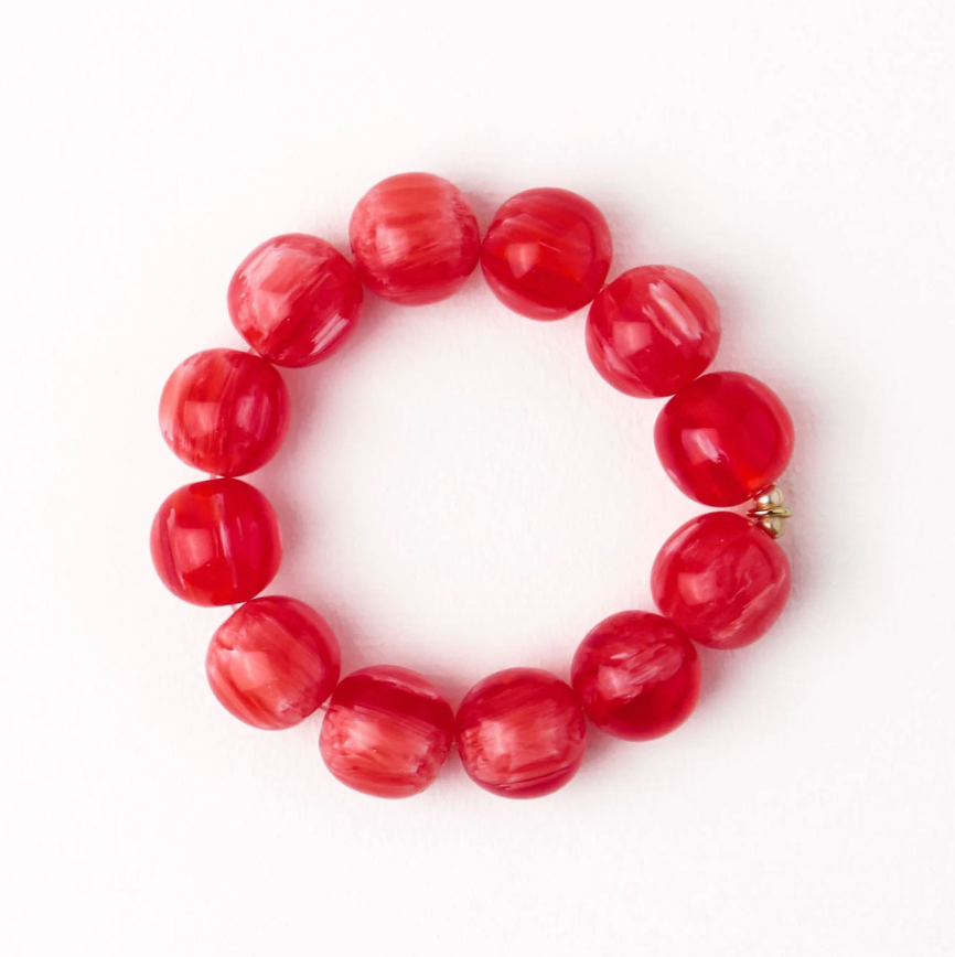 Cece Large Resin Bead Bracelet Red