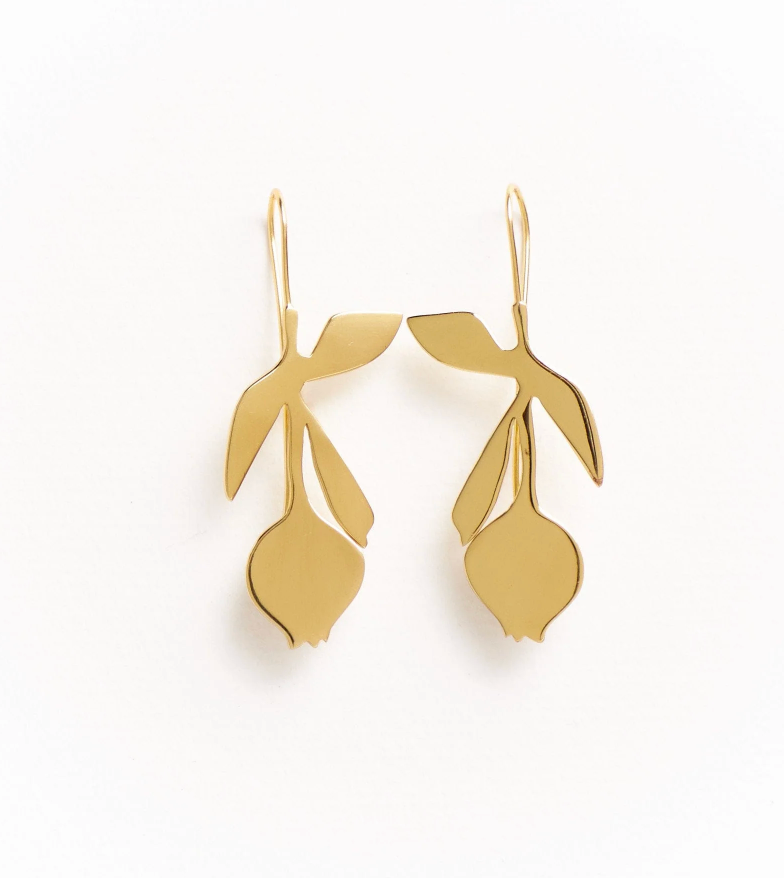 Suki Tulip Threader Earrings brass