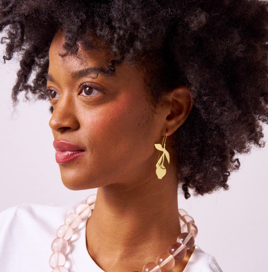 Suki Tulip Threader Earrings brass