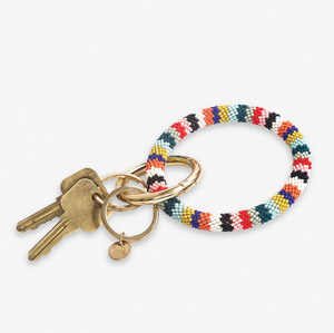 Chloe Stripe Beaded Key Ring Bracelet Bright Multicolor