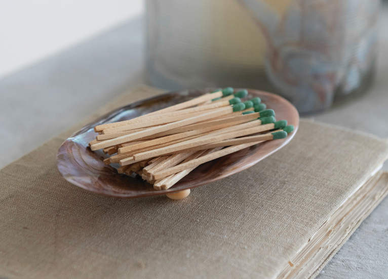 7"L x 4-1/4"W Decorative Natural Shell Footed Dish (Each One Will Vary)