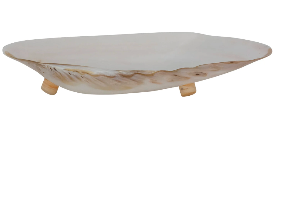 Decorative Natural Shell Footed Dish (Each One Will Vary)