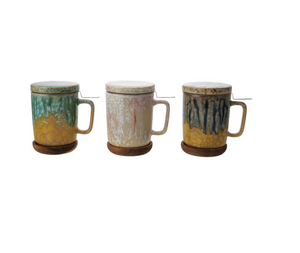 10 oz. Mug with Strainer, Lid & Saucer