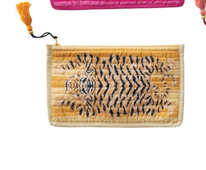 Cotton Voile Tiger Zip Pouch with Interior Coating, 4 Colors