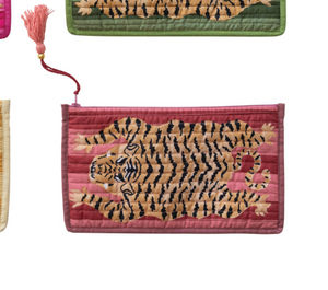 Cotton Voile Tiger Zip Pouch with Interior Coating, 4 Colors
