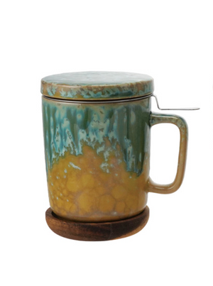 10 oz. Mug with Strainer, Lid & Saucer
